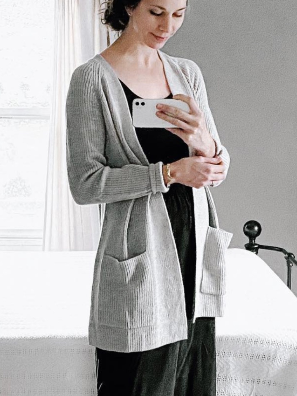 Eileen Fisher Maple Oat Regenerative Merino Wool Raglan Cardigan
